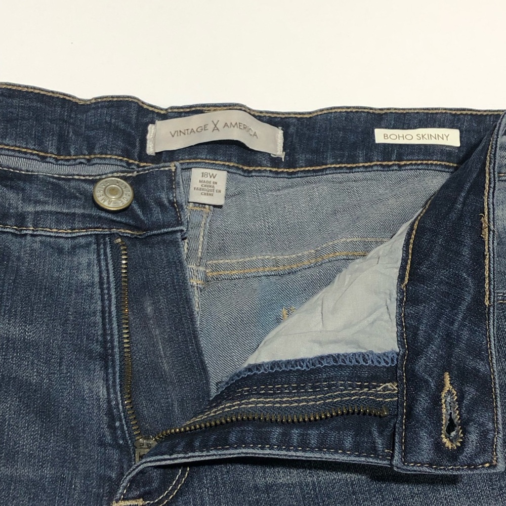 Vintage X America Women's Dark Blue Boho Skinny Jeans Size 18W - Picture 3 of 11